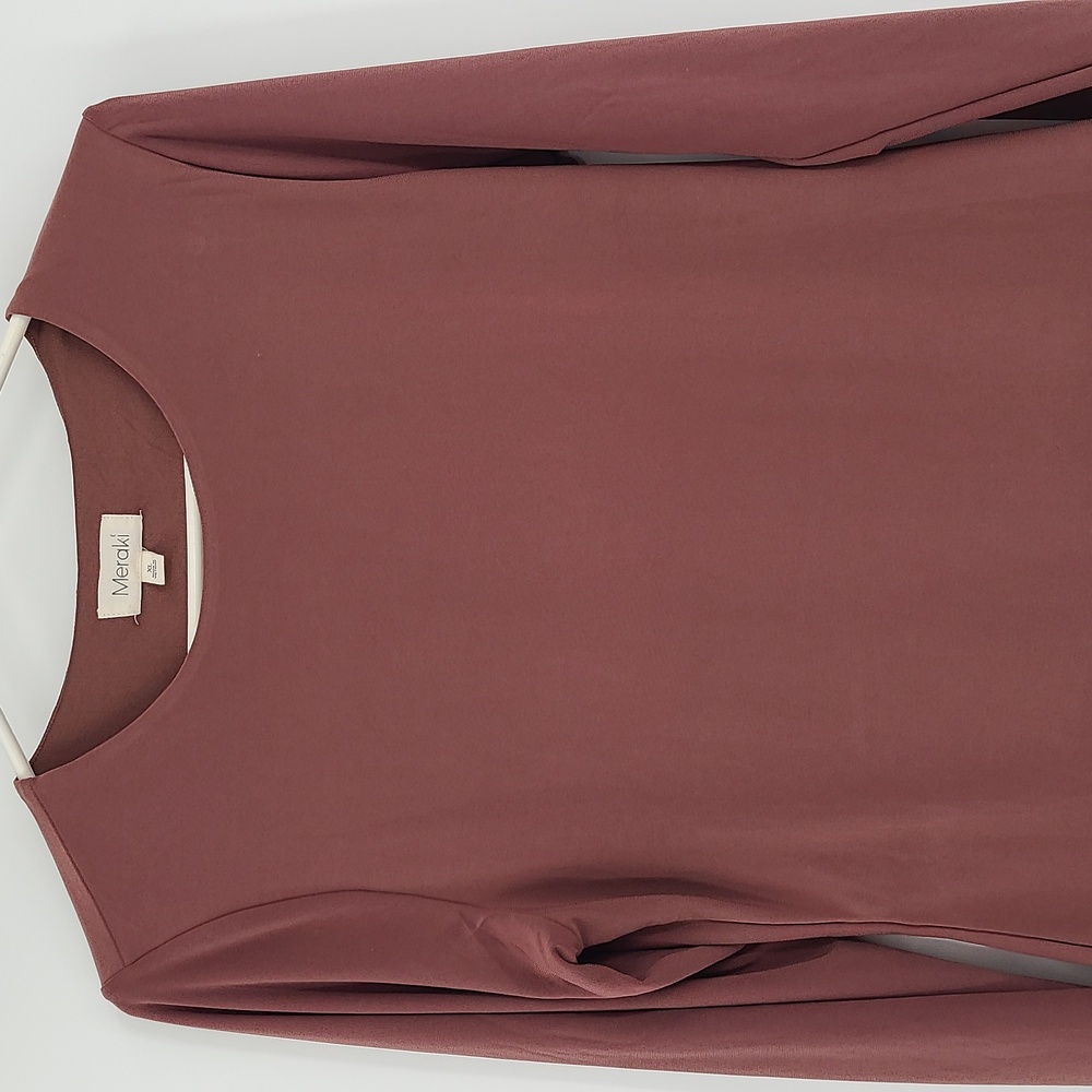 Meraki XL Mauve long sleeve crewneck stretchy bodysuit snap crotch fall cozy - Picture 2 of 4